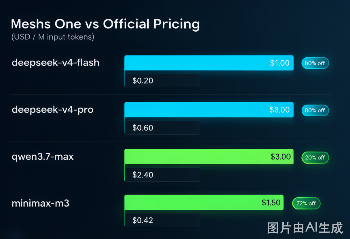 Meshs One vs Official Pricing — Up to 80% Savings