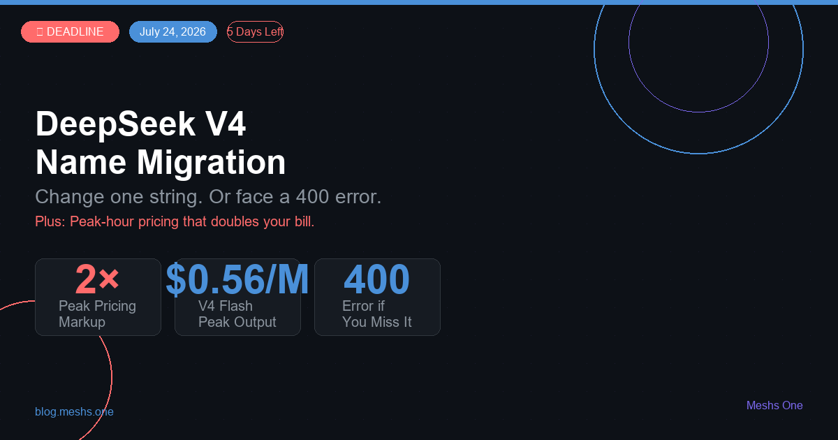 DeepSeek V4 Name Migration - July 24 Deadline